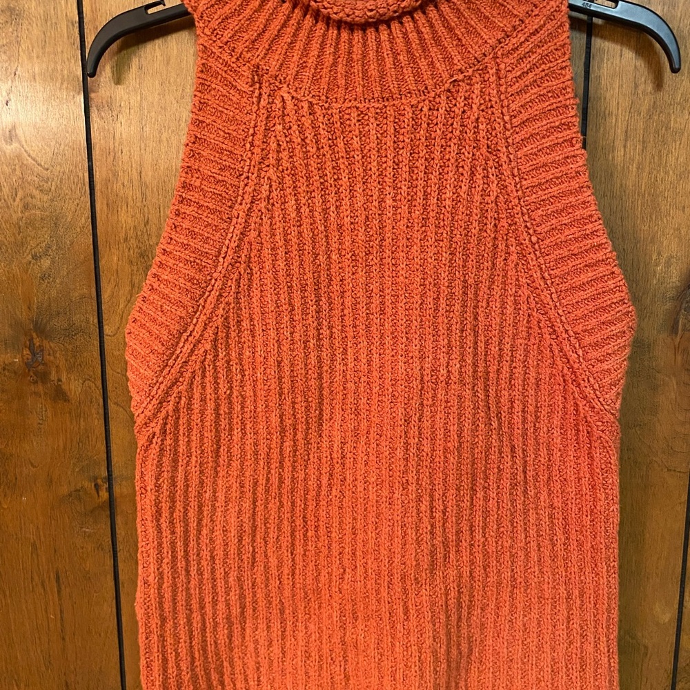 Anthropologie Vibrant Orange Cowl Neck Sweater